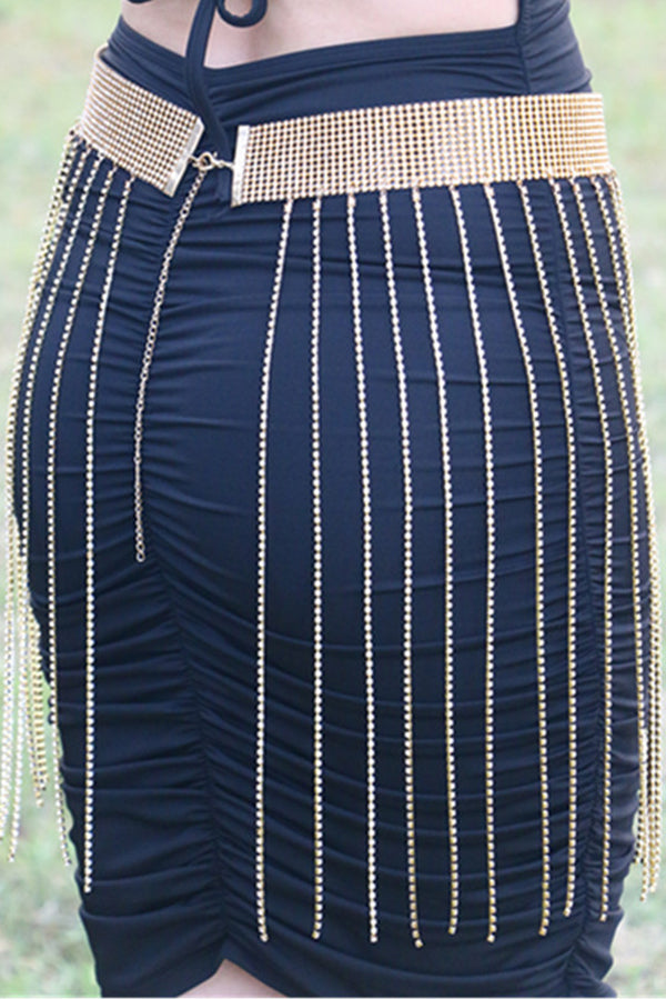 Fashionable Tassel Rhinestone Chain Waist Necklace-consonak