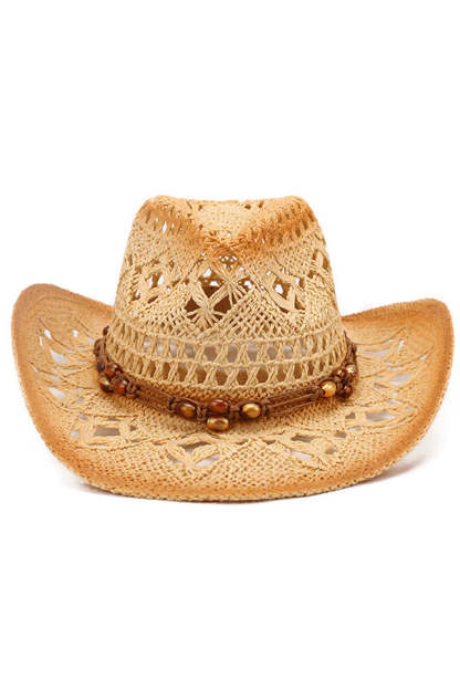 Vintage Western Cowboy Hollow Woven Straw Hat-consonak