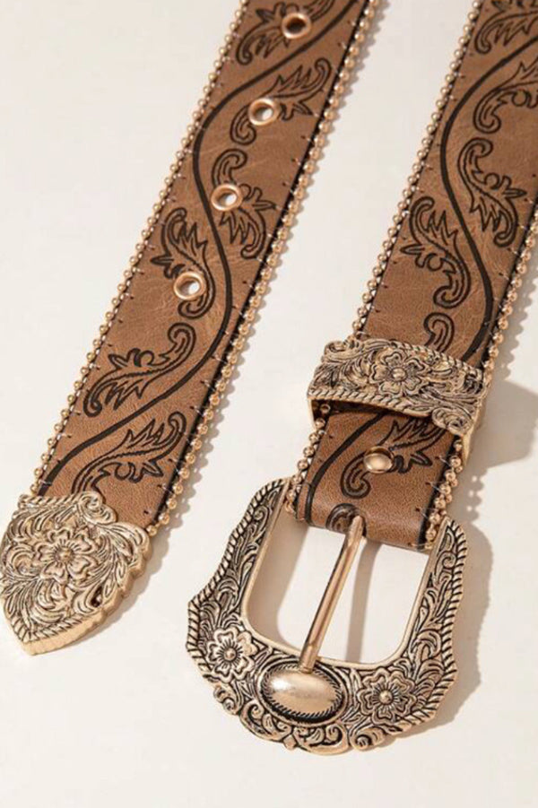 Distressed Embossed Western Vintage Denim Belt | Consonak