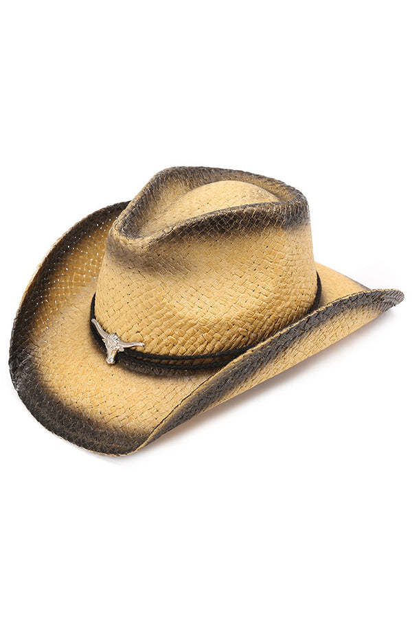 Vintage Western Cowboy Sun Protection Woven Straw Hat-consonak