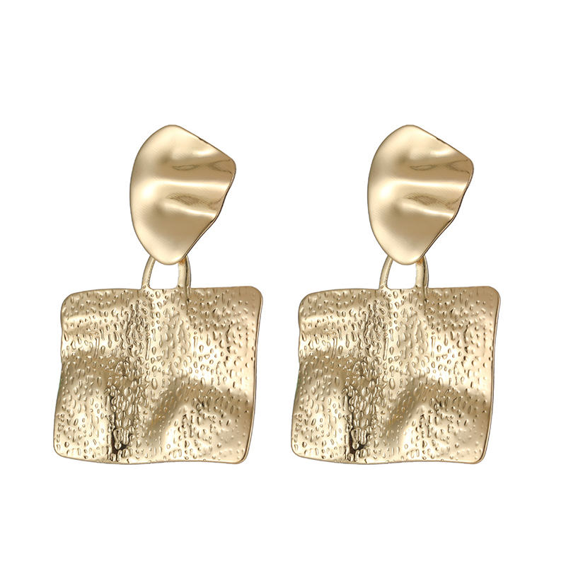 Personalized Embossed Hammered Square Metal Earrings-consonak