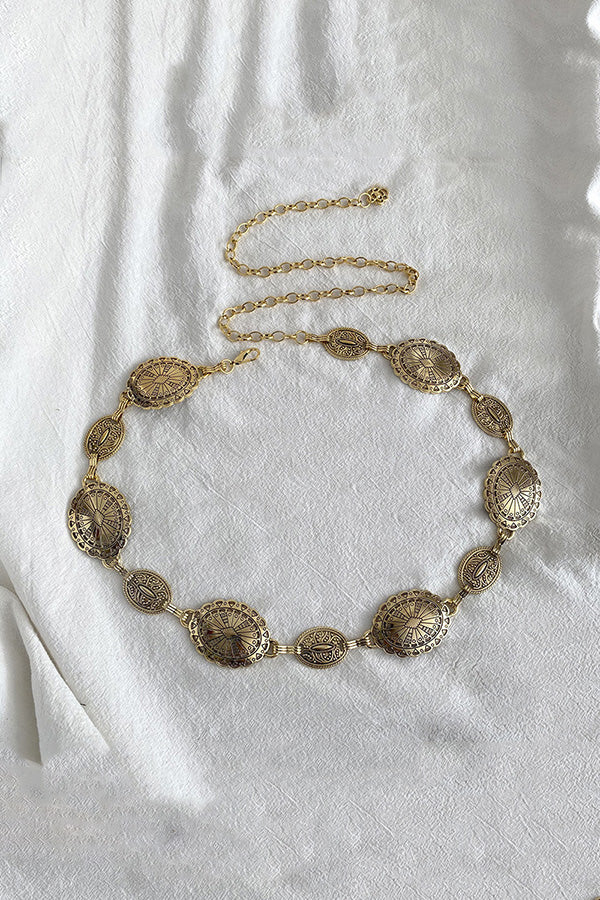 Retro Metal Carved Geometric Waist Chain | Consonak