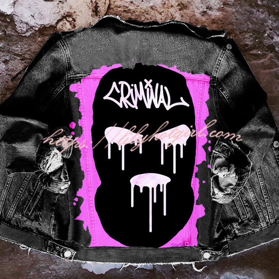 Halloween Print Long Sleeve Denim Jacket-consonak