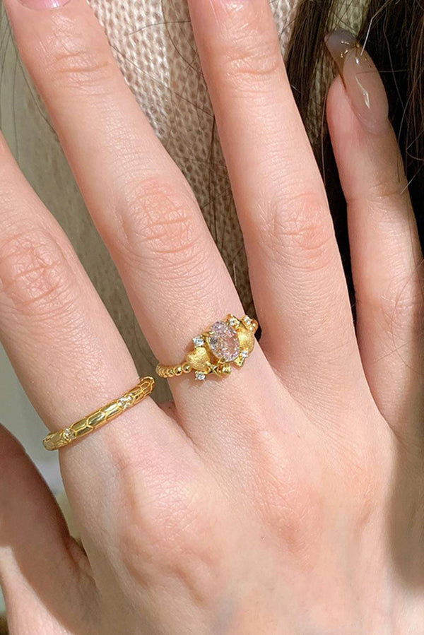 Fashionable Sparkling Pink Diamond Ring-consonak