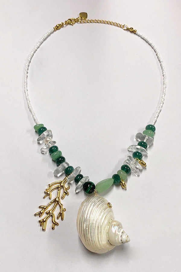 Stylish Freshwater Pearl Conch Necklace-consonak