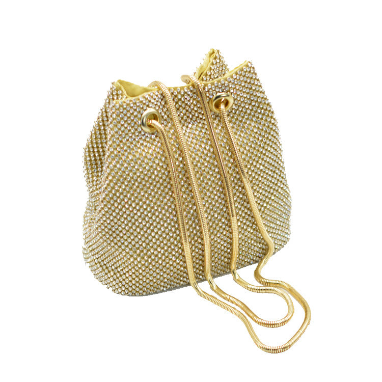 Sequined Rhinestone Cross-body Bucket Bag-consonak