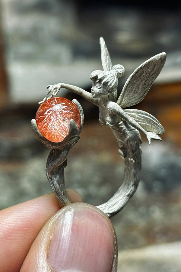 Vintage Elf Angel Adjustable Open Ring-consonak