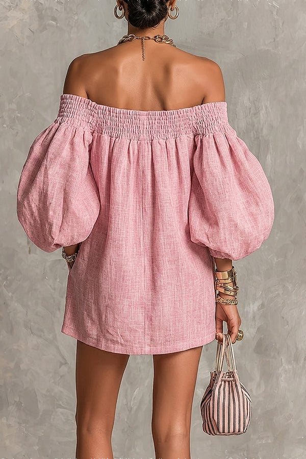 Sienna Lantern Sleeve Off-The-Shoulder Dress-Consonak
