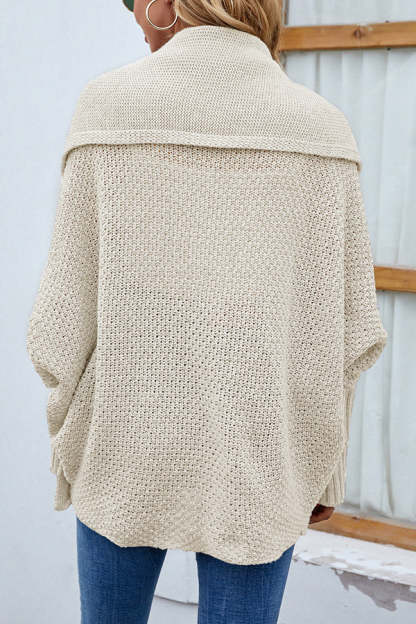Solid Color Dolman Sleeve Elegant Knitted Cardigan-consonak
