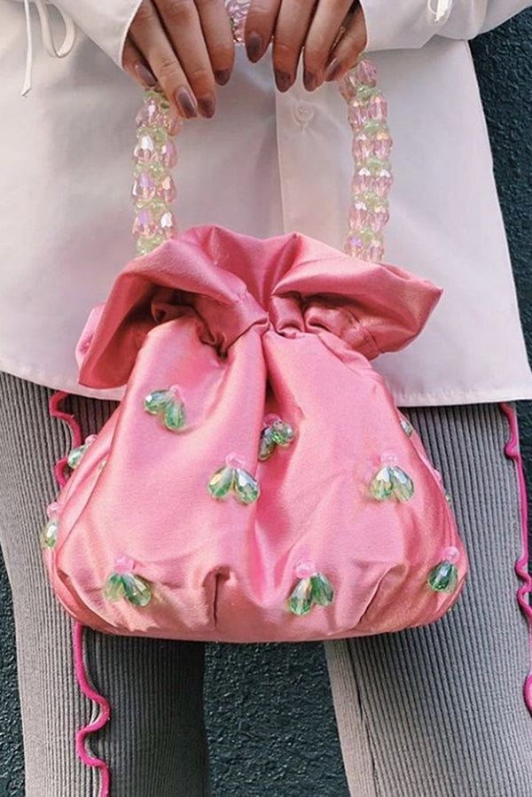 Drop-shaped Crystal-embellished Handmade Fabric Tote-consonak