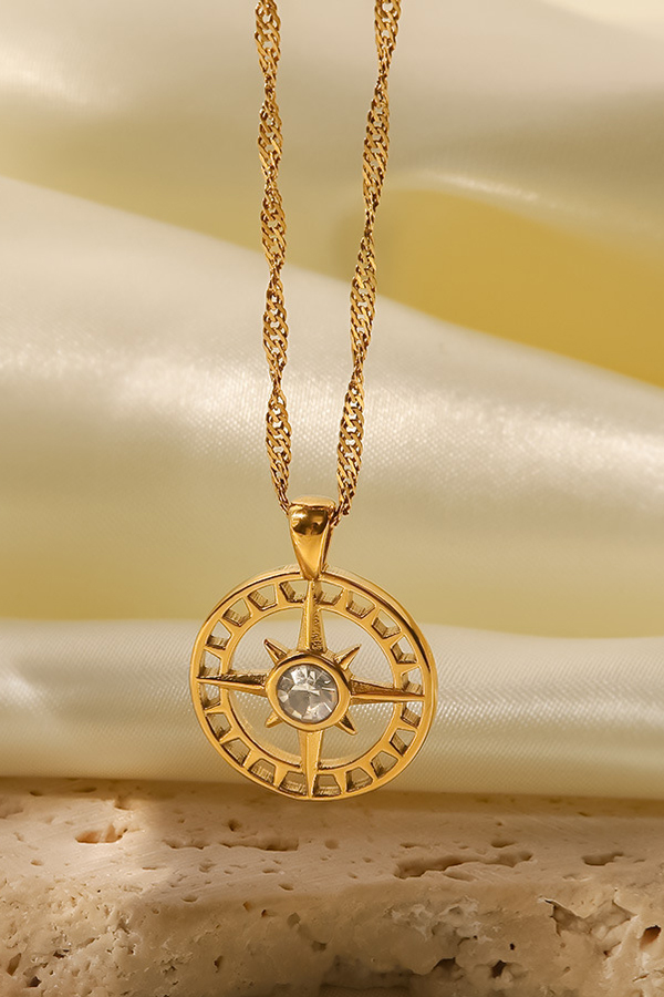 Vintage Stainless Steel Zircon Love Pendant-consonak