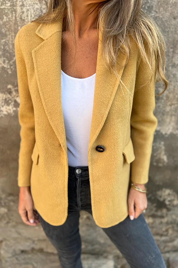 Daytime Perfection Faux Wool Lapel Button Relaxed Blazer-consonak