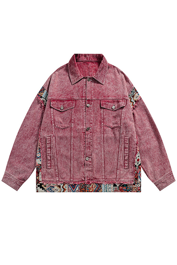 Vintage Patchwork Loose Pocket Denim Jacket-consonak
