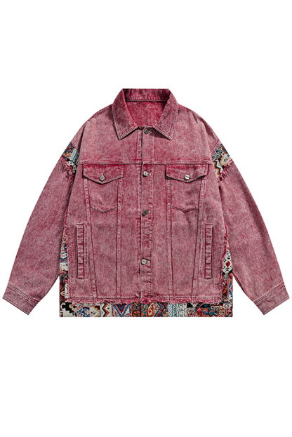 Vintage Patchwork Loose Pocket Denim Jacket-consonak