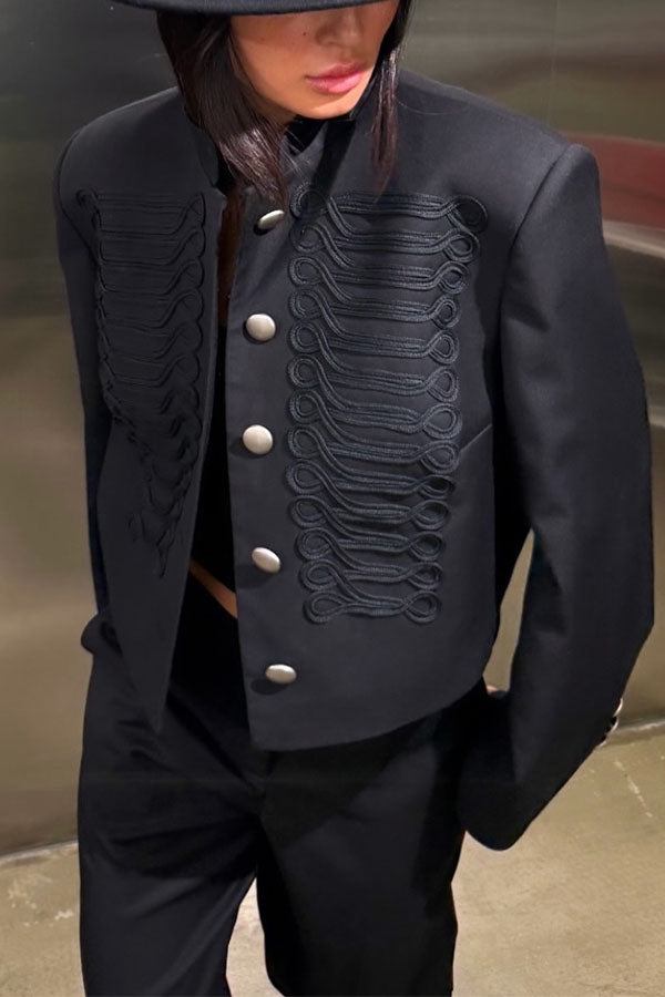Aura Regal Military Corded Crop Jacket-Consonak