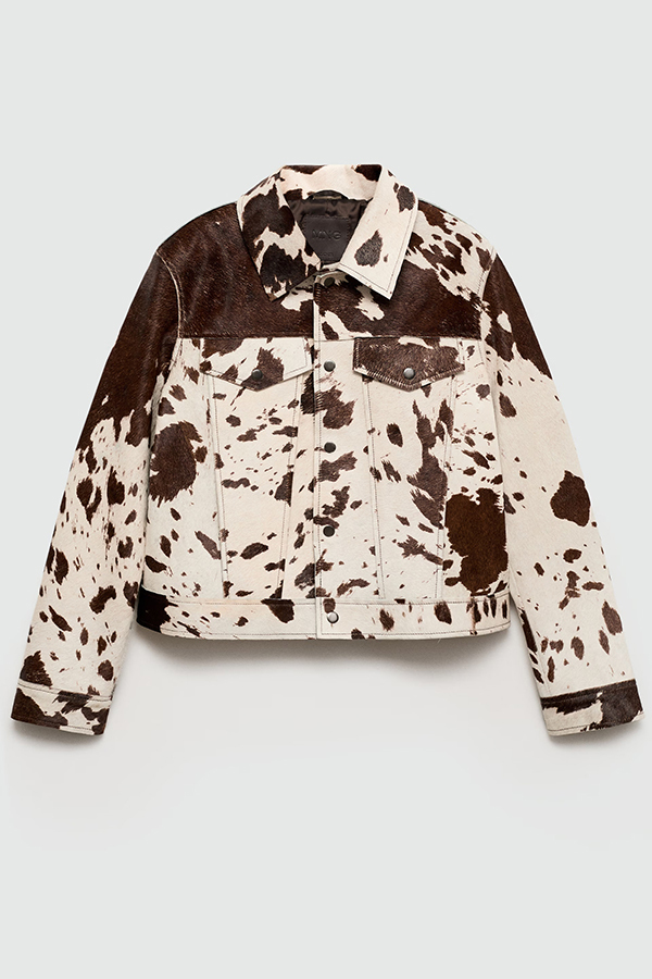 Fashionable Irregular Cow Pattern Lapel Short Jacket-consonak