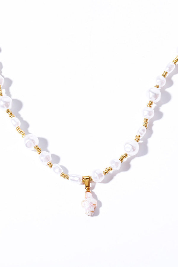 Stylish Pearl Cross Necklace | Consonak