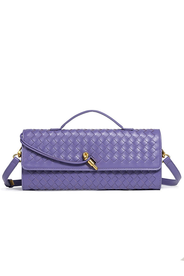 Woven Soft Leather Horizontal Square Accordion Bag | Consonak