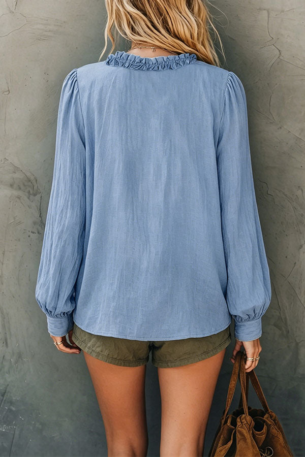 Boho Chic Ruffled V-Neck Top-Consonak