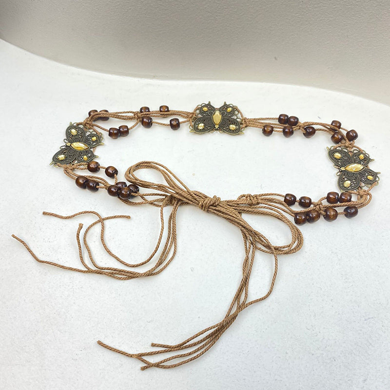 Bohemian Metallic Butterfly Handwoven Belt-consonak