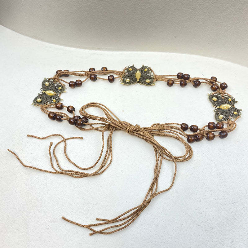 Bohemian Metallic Butterfly Handwoven Belt-consonak