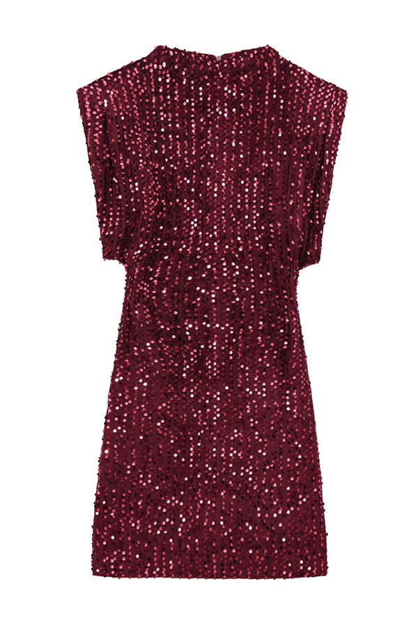 Fashionable Sequined Round Neck Sleeveless Slim-fit Mini Dress-consonak