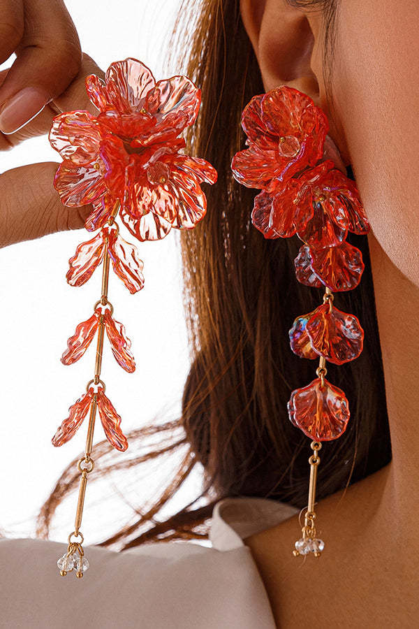 Fashionable Tassel Floral Mermaid Pearlescent Earrings-consonak