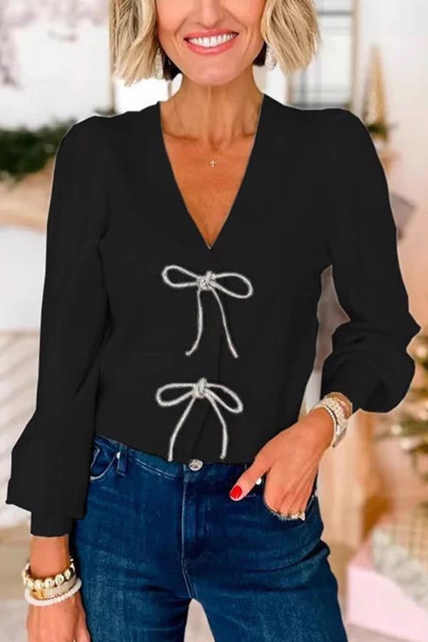 Solid Color V-neck Long-sleeved Casual Belted Cardigan-consonak