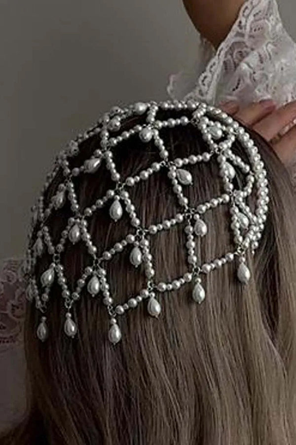 Vintage Bohemian Mesh Pearl Fashion Headband | Consonak