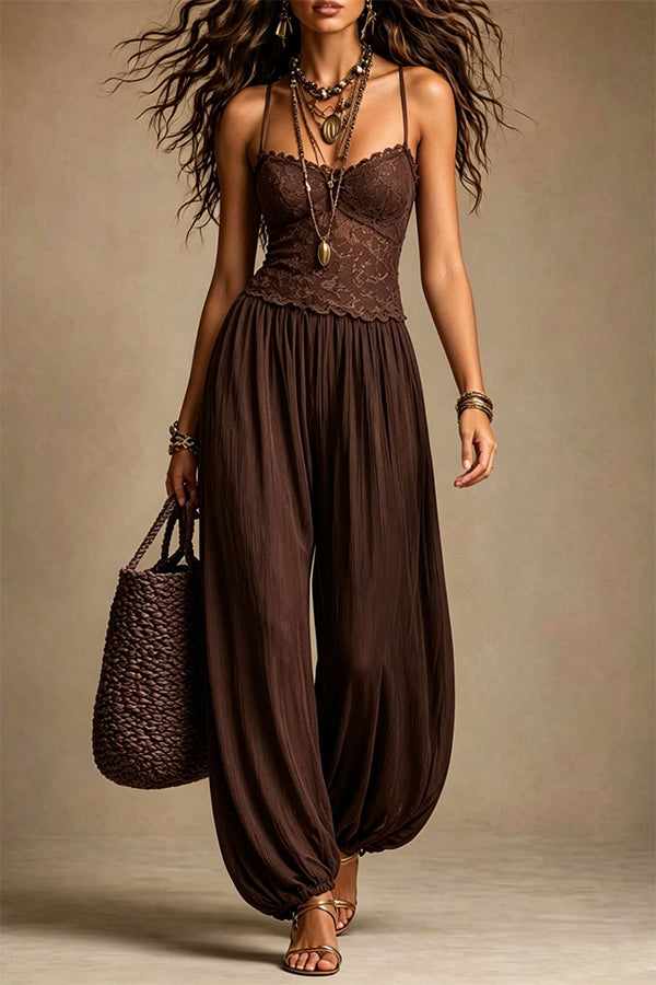 Aria Lace Bodice Boho Jumpsuit-Consonak