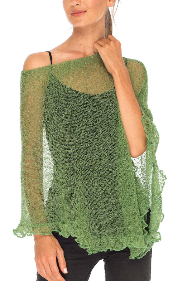 Solid Color Loose-fitting See-through Irregular Casual Cover-up-consonak