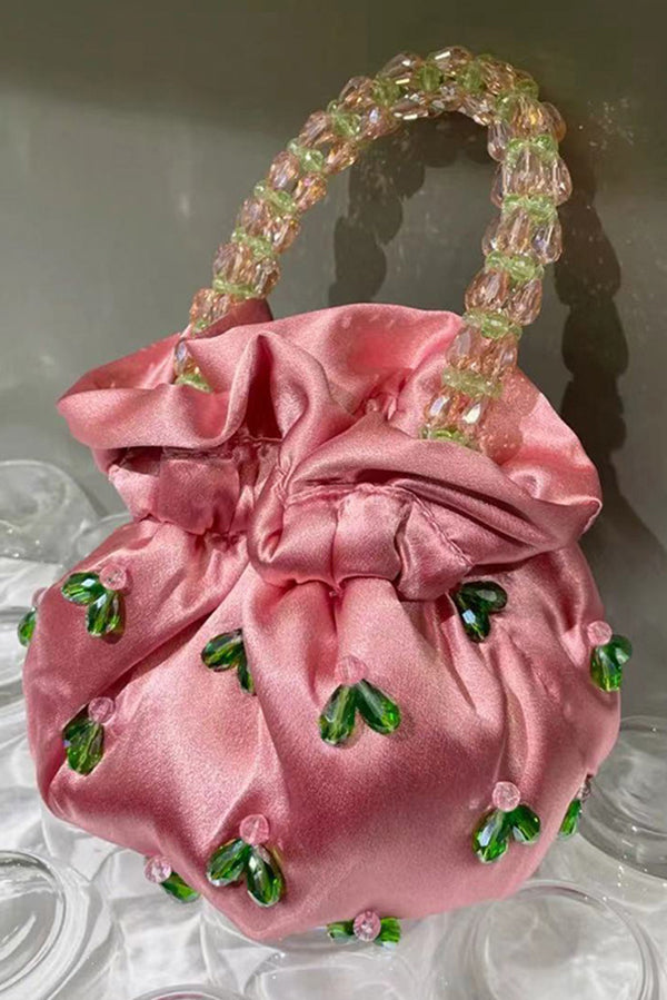 Drop-shaped Crystal-embellished Handmade Fabric Tote-consonak