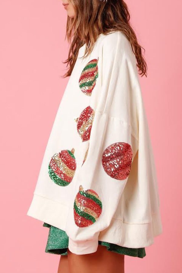 Christmas Egg Sequined Casual Long Sleeve Sweatshirt-consonak