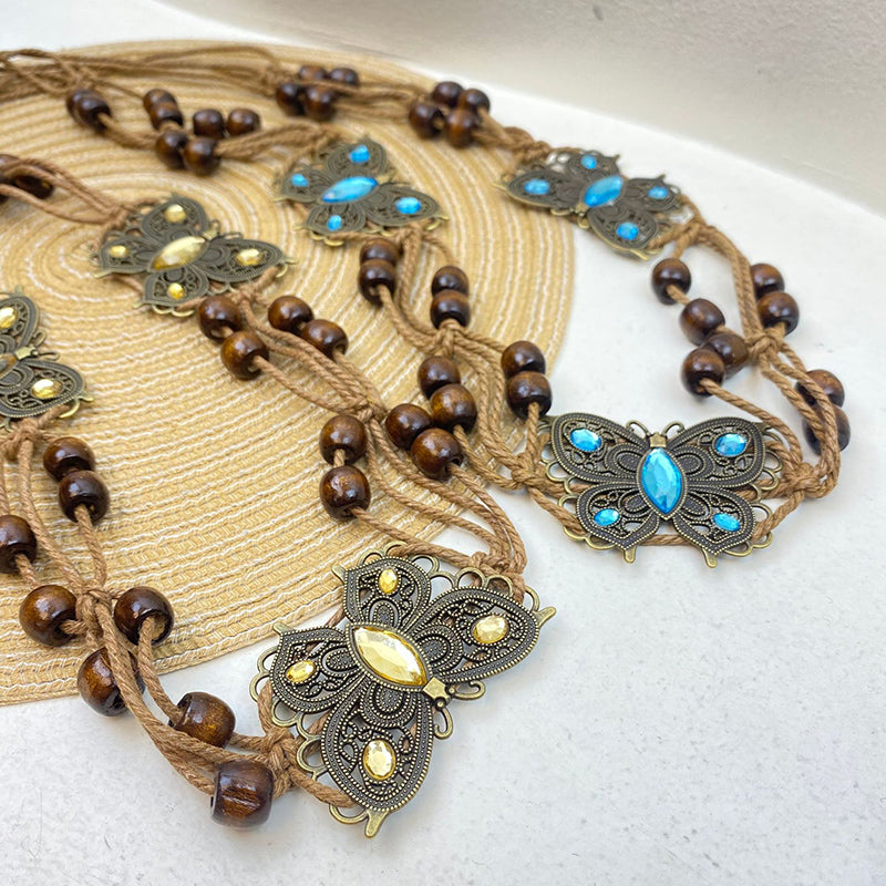 Bohemian Metallic Butterfly Handwoven Belt-consonak