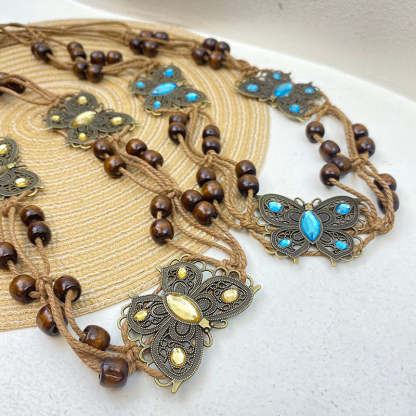 Bohemian Metallic Butterfly Handwoven Belt-consonak