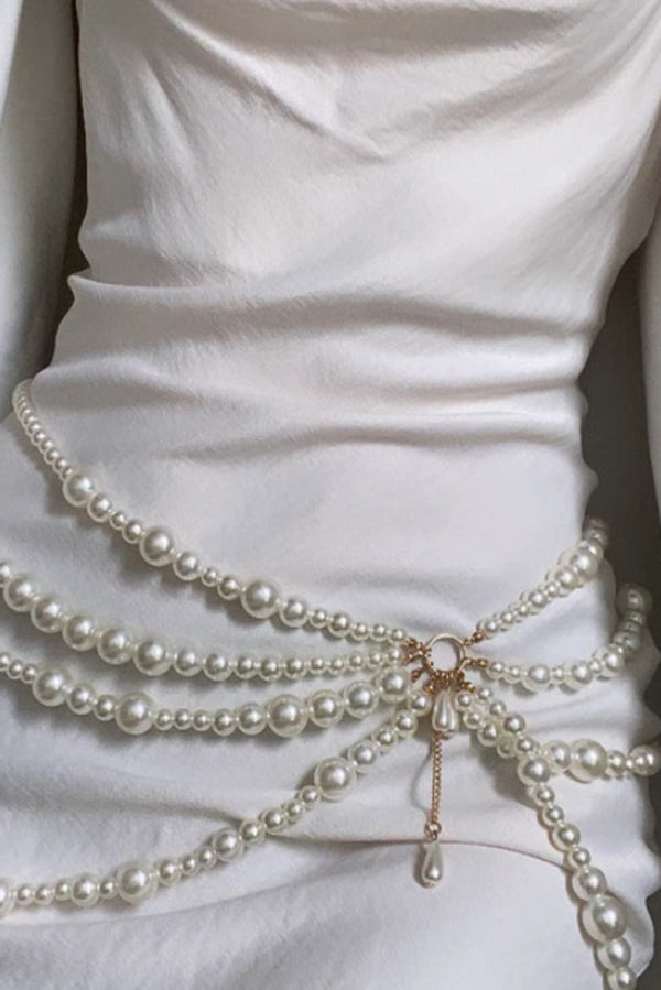 Fashionable Multi-layer Pearl Beaded Waist Necklace-consonak