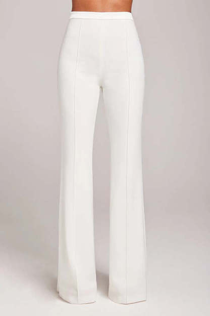 Women Power High Rise Side Zipper Flare Slim Fit Pants-consonak