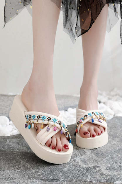 Bohemian Ethnic Style Tassel Beach Shoes-consonak