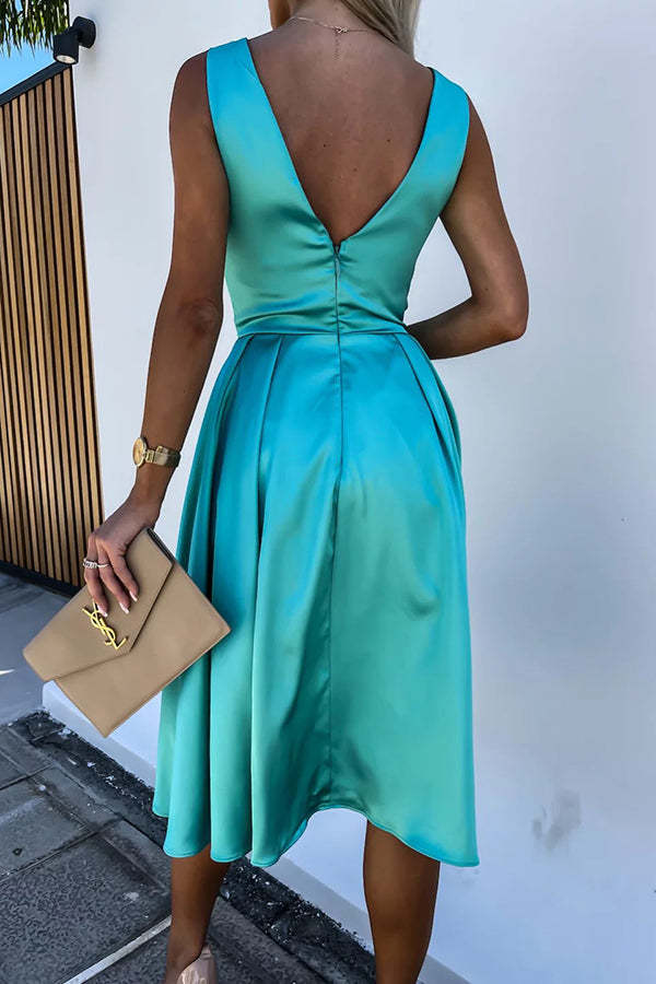 Hold You In My Memory Satin Midi Dress-consonak