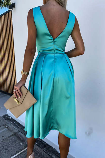 Hold You In My Memory Satin Midi Dress-consonak