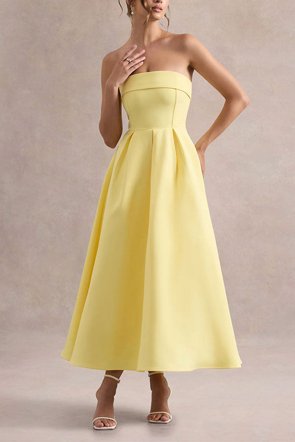 Celine Strapless Midi Dress-Consonak
