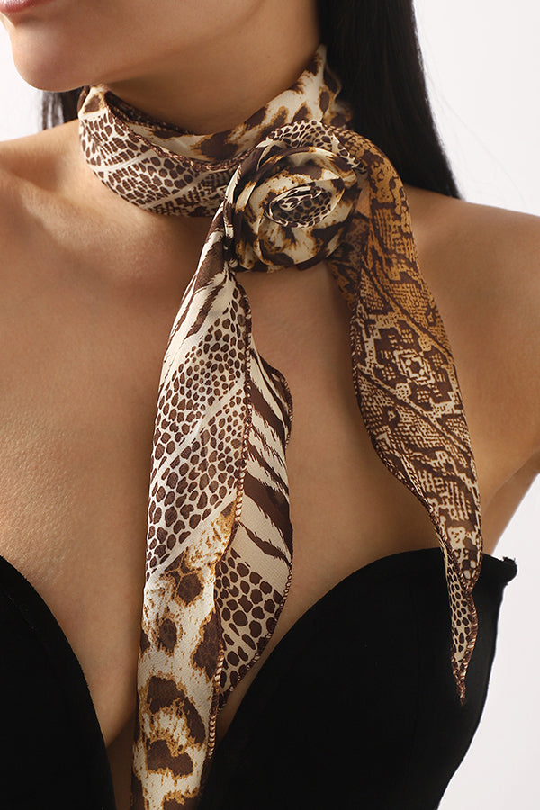 Fashionable and Versatile Leopard Print Polka Dot Rose Scarf | Consonak