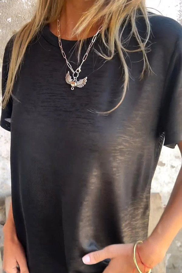 Fashionable Bronzing Round Neck Short-sleeved T-shirt-consonak