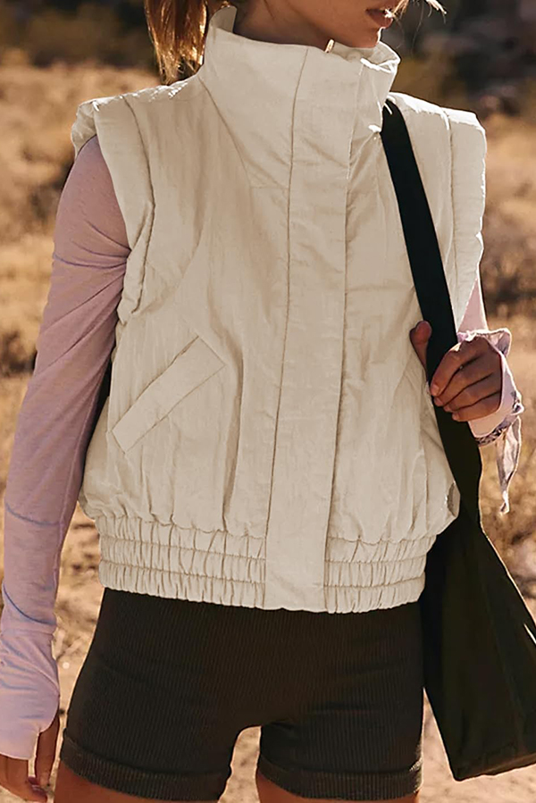 Versatile Stand Collar Button Sleeveless Loose Pocket Casual Vest Jacket-consonak