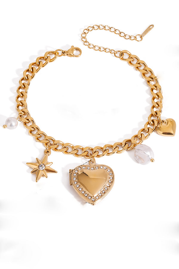Fashionable Heart Shaped Embellished Bracelet-consonak