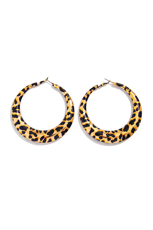 Leopard-print Hoop Earrings-Consonak