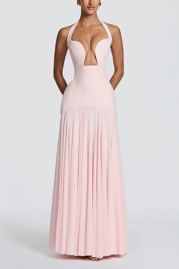 Seraphina Deep V Maxi Dress-Consonak