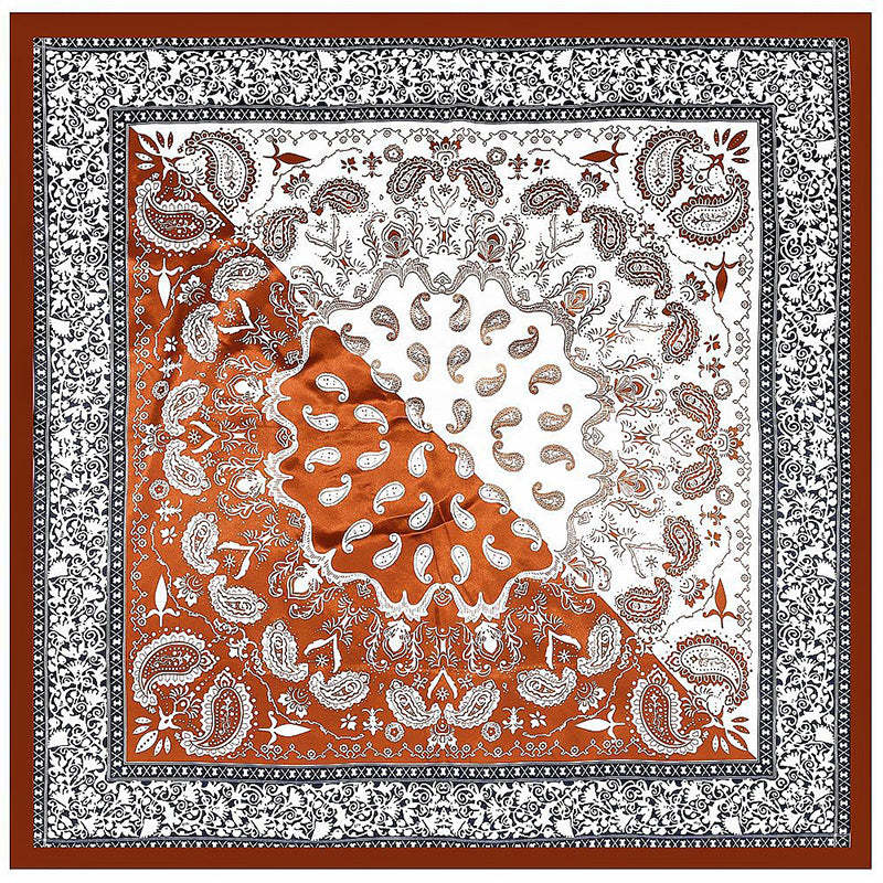 Bohemian Ethnic Style Color Matching Square Silk Scarf-consonak