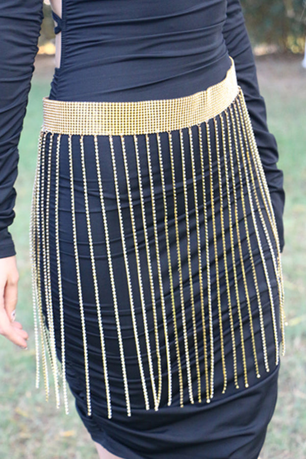 Fashionable Tassel Rhinestone Chain Waist Necklace-consonak