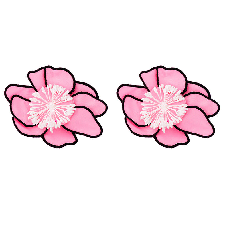 Fashionable Fabric Multi-layered Colorful Flower Earrings-consonak